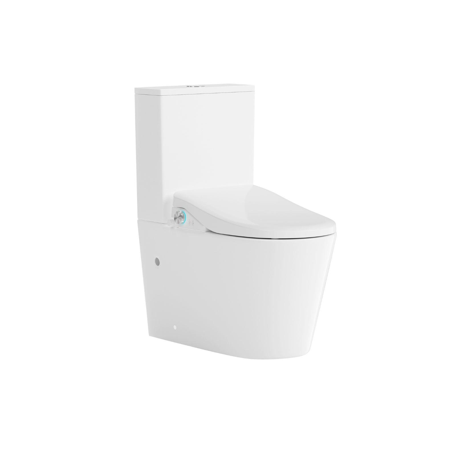 Lafeme Catania white bidet toilet suite with cistern and integrated bidet seat, angled product view