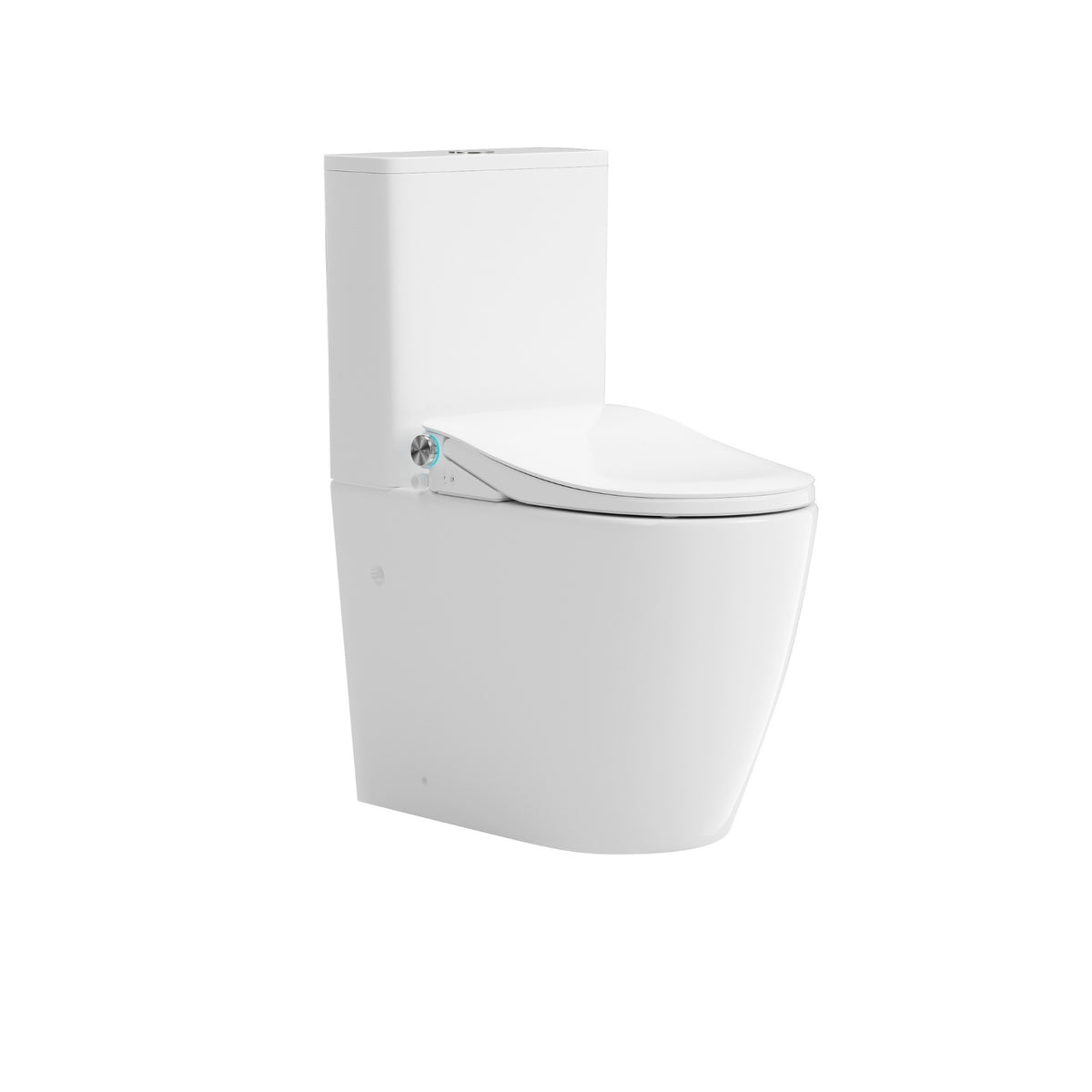 Lafeme Thea white extra height bidet toilet suite with rimless pan and closed seat, front angle view