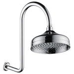 Fienza Lillian chrome wall arm shower set with round rain shower head and curved wall-mounted arm