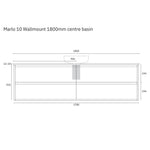 Marquis Marlo 1800mm wall-hung vanity technical drawing with centre basin and dimensions shown