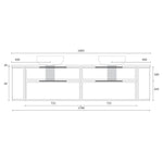 Marquis Reef 1800mm wall hung vanity technical drawing with Symphony top and 2-drawer cabinet dimensions