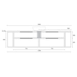 Marquis Reef wall hung vanity technical drawing, 1800mm wide, two-drawer cabinet with Symphony top and basin cut-out
