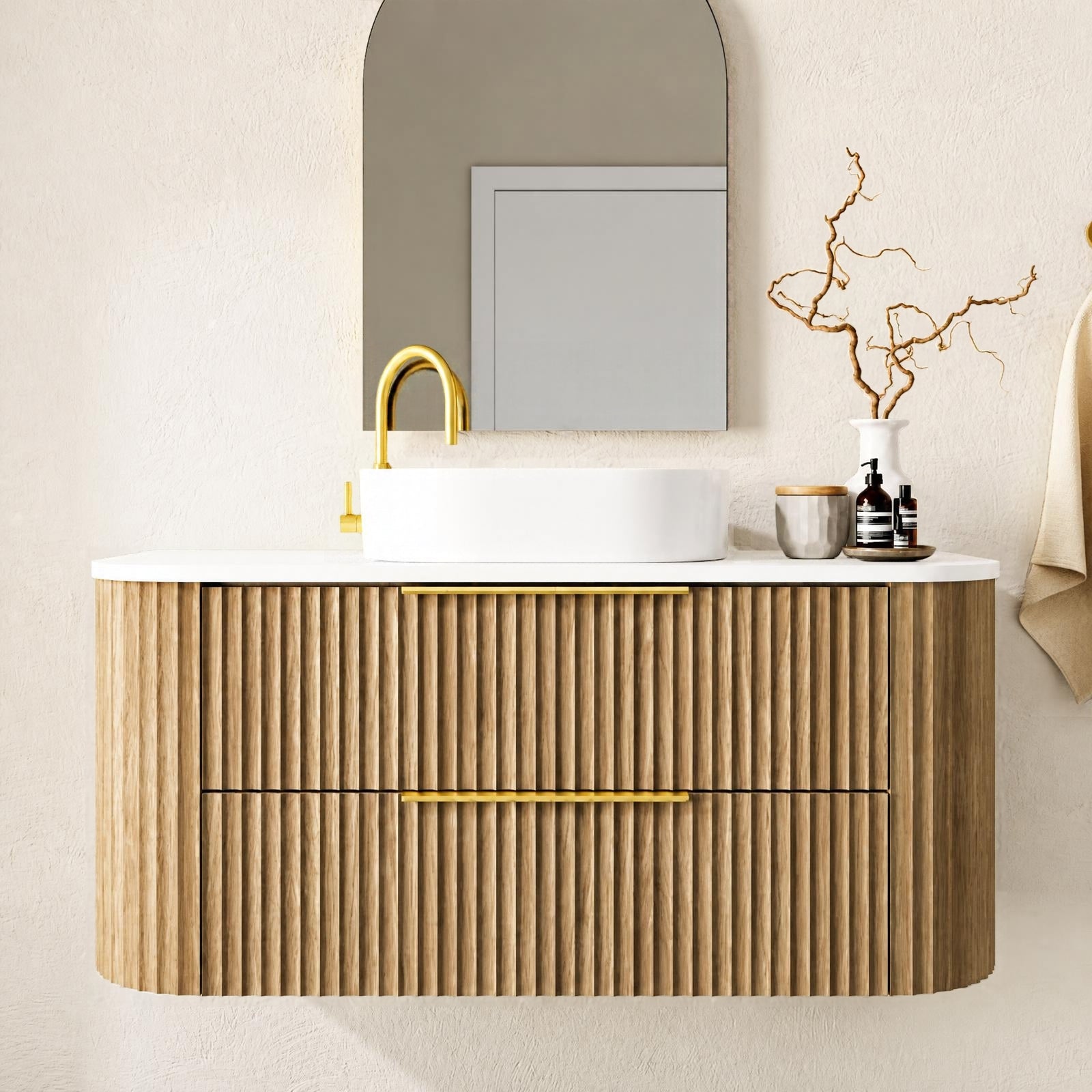 Marquis Shore 2 Drawer Wall Hung Vanity with Symphony Solid Surface Top and Basin