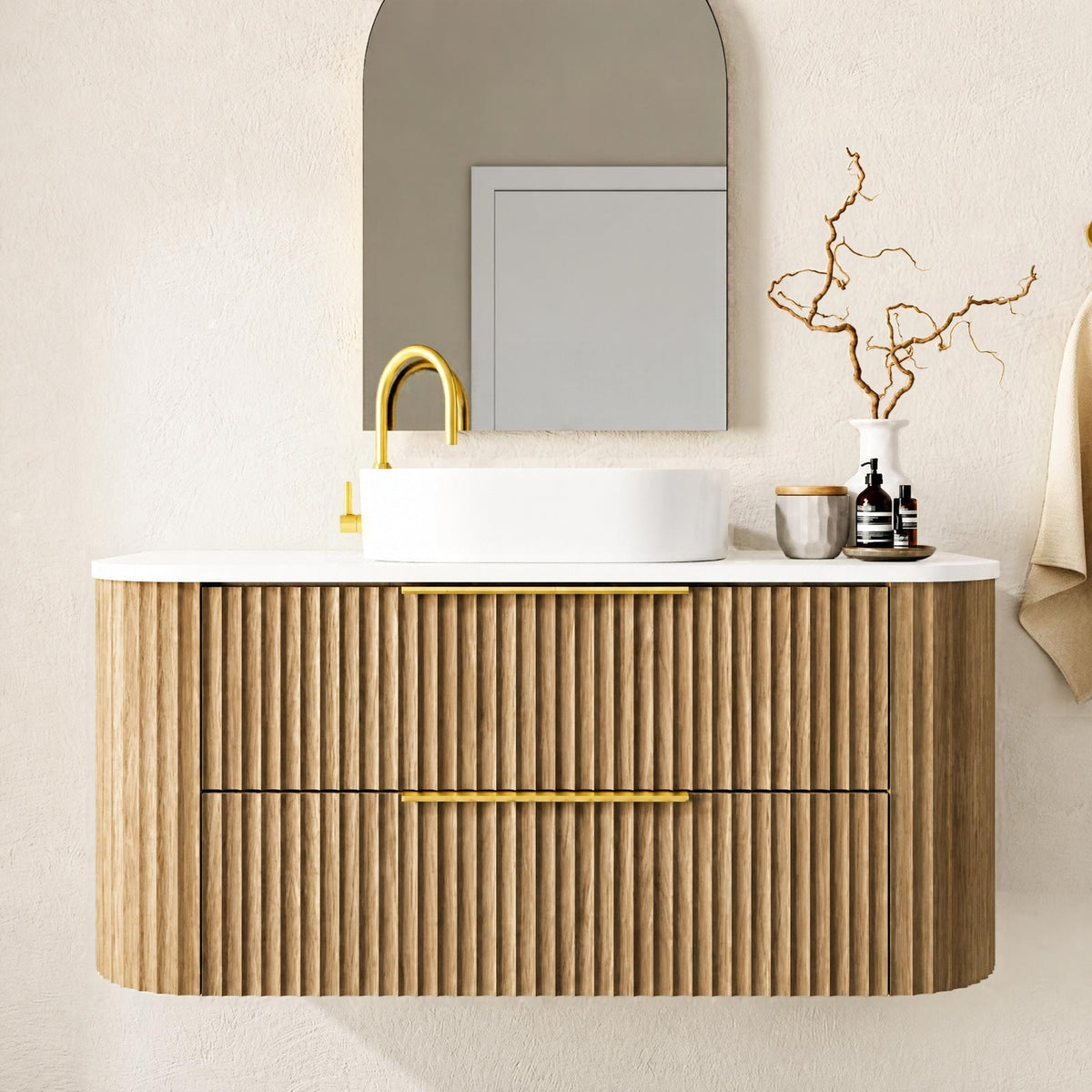 Marquis Shore 2 Drawer Wall Hung Vanity with Symphony Solid Surface Top and Basin