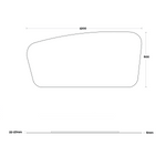 Marquis Solar Mirror technical drawing, rounded rectangular shape, 1200 x 600mm, 6mm side view dimensions