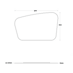 Marquis Solar Mirror technical drawing, rounded rectangular wall mirror with 900 x 600mm dimensions and 6mm depth