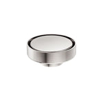 Nero round tile insert floor waste in brushed nickel, 100mm top with 50mm outlet, shown front on white background