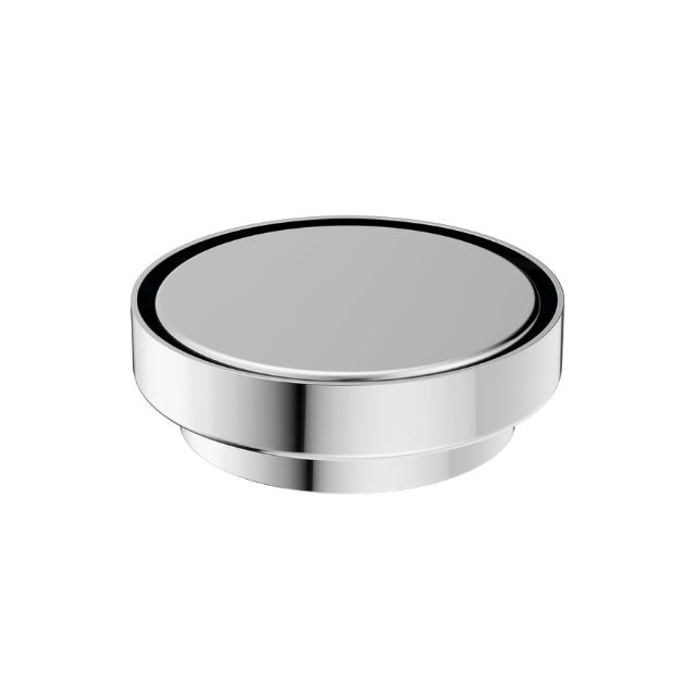 Nero round chrome tile insert floor waste with 100mm outlet, shown in a front view on white background