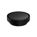 Nero round tile insert floor waste in matte black, front view, 130mm tile insert with 100mm outlet opening