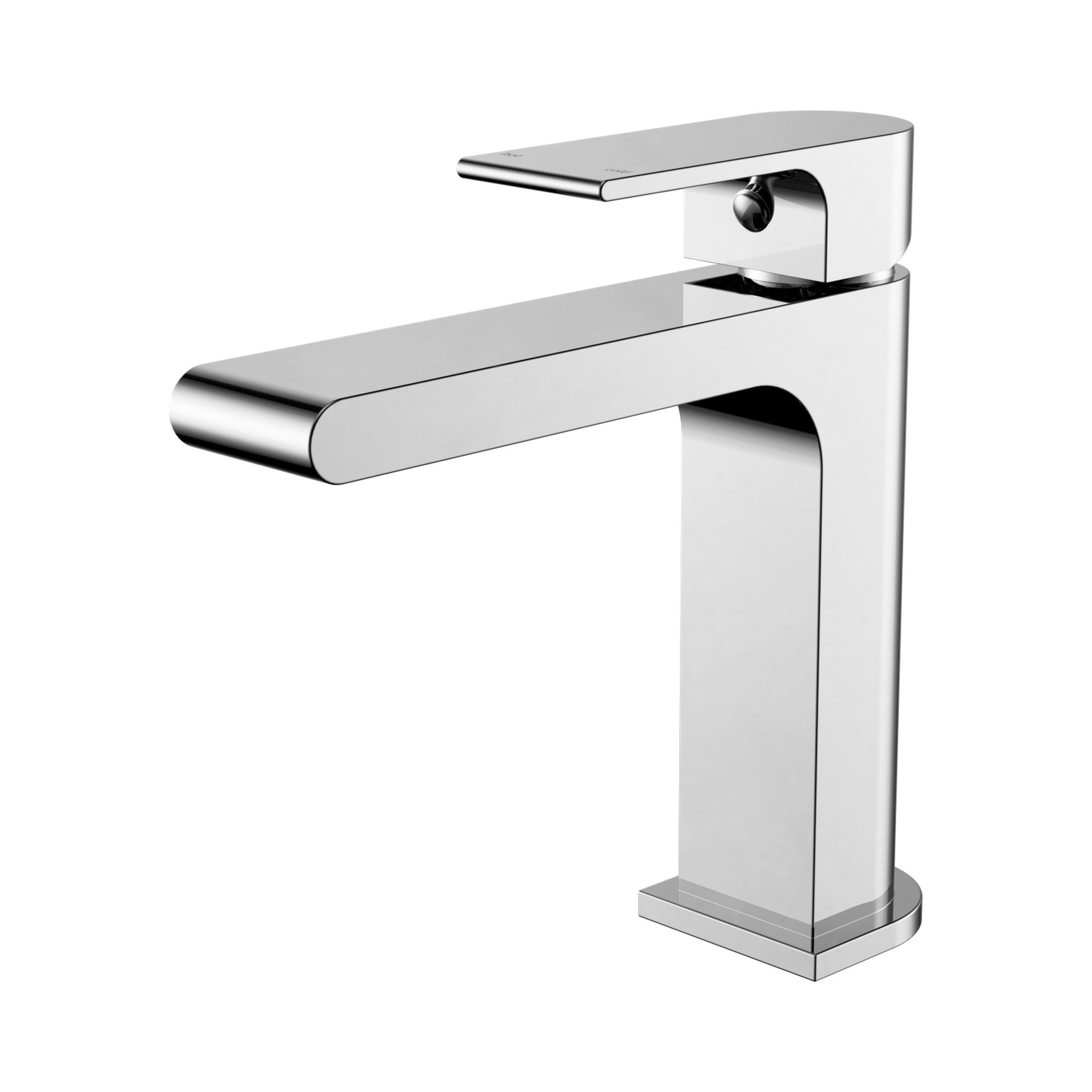 Nero Bianca chrome basin mixer tap with straight spout and square base, shown on a white background