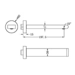 Nero Bianca fixed basin/bath spout technical drawing in gun metal, showing 200mm reach and 60mm plate dimensions