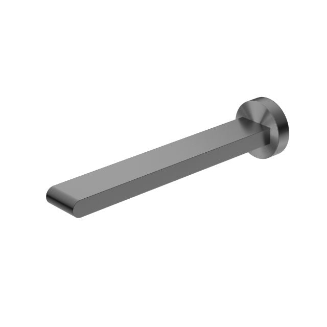 Nero Bianca wall-mounted basin/bath spout in gun metal, 240mm straight brass design with round base