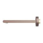 Nero Bianca fixed bath spout in brushed bronze, wall-mounted with round plate, side view