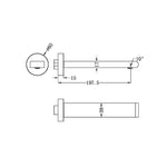 Nero Bianca fixed bath spout technical drawing in brushed bronze, wall-mounted with 197.5mm reach and round 60mm plate