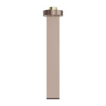 Nero Bianca fixed bath spout in brushed bronze, wall-mounted brass tap with round plate, front view, 240mm reach