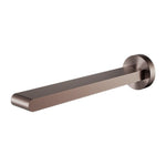 Nero Bianca fixed bath spout in brushed bronze, wall-mounted with round plate and square 240mm outlet