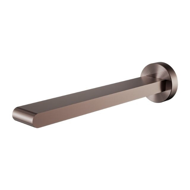 Nero Bianca fixed bath spout in brushed bronze, wall-mounted with round plate and square 240mm outlet