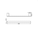 Technical drawing of Nero Bianca hand towel rail in brushed bronze, showing dimensions and side/front views