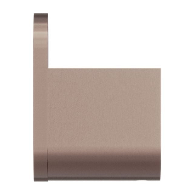 Nero Bianca robe hook in brushed bronze, square modern wall hook on white background