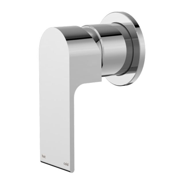 Nero Bianca shower mixer in chrome, wall mounted with 60mm round plate and single lever handle