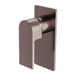 Nero Bianca wall-mounted shower mixer in brushed bronze with rectangular plate and single lever handle