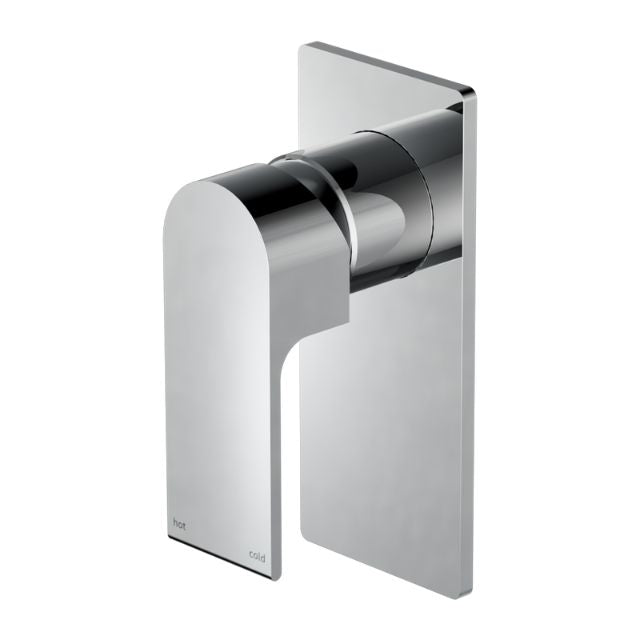 Nero Bianca chrome wall-mounted shower mixer with square backplate and curved lever handle