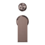 Nero Bianca wall-mounted shower mixer with divertor and separate round back plate, brushed bronze, vertical