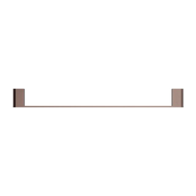 Nero Bianca single towel rail in brushed bronze, 800mm, with minimalist wall-mounted brackets on white background
