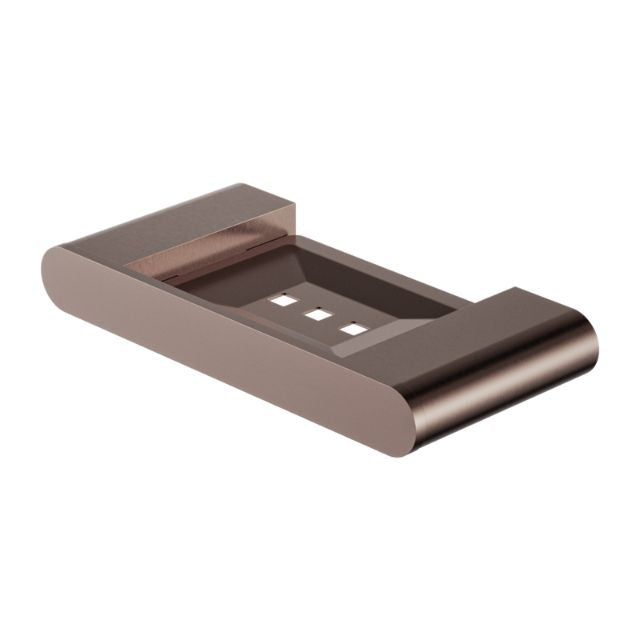 Nero Bianca brushed bronze wall-mounted soap dish holder with drain slots and rounded rectangular tray