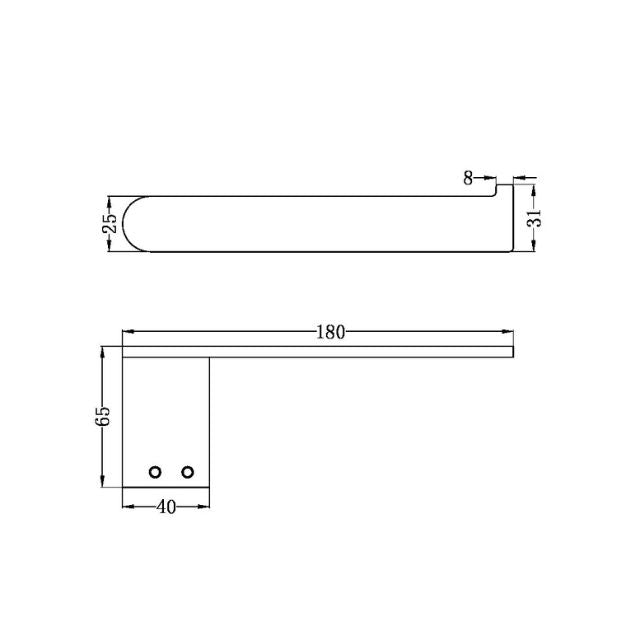 Technical drawing of Nero Bianca toilet roll holder, showing wall-mounted dimensions and brushed gold finish outline