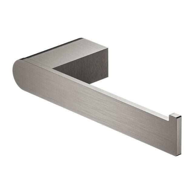 Nero Bianca toilet roll holder in brushed nickel, wall-mounted toilet paper holder with curved stainless steel arm