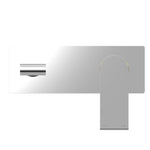 Nero Bianca wall basin/bath mixer in chrome with rectangular backplate and vertical lever handle, front view