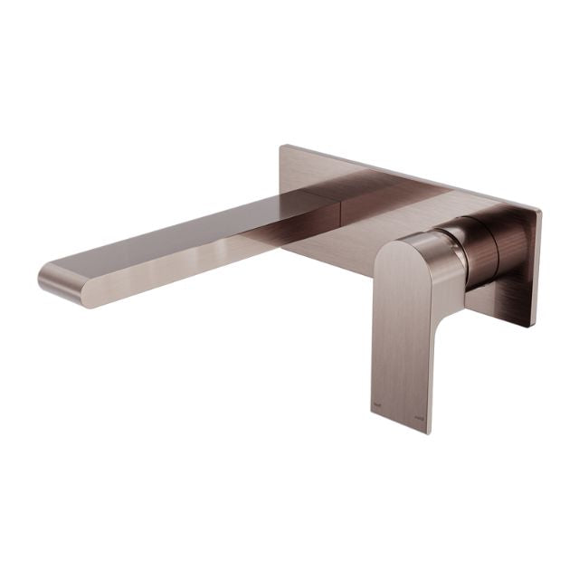 Nero Bianca wall basin/bath mixer, brushed bronze, wall-mounted with square spout and lever handle