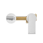 Nero Bianca chrome wall basin/bath mixer with separate backplate, shown front on with 230mm outlet and round handle plate