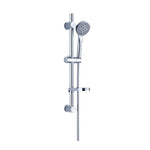Nero Builder Budget chrome shower rail with hand shower and hose, wall-mounted rail shower on white background