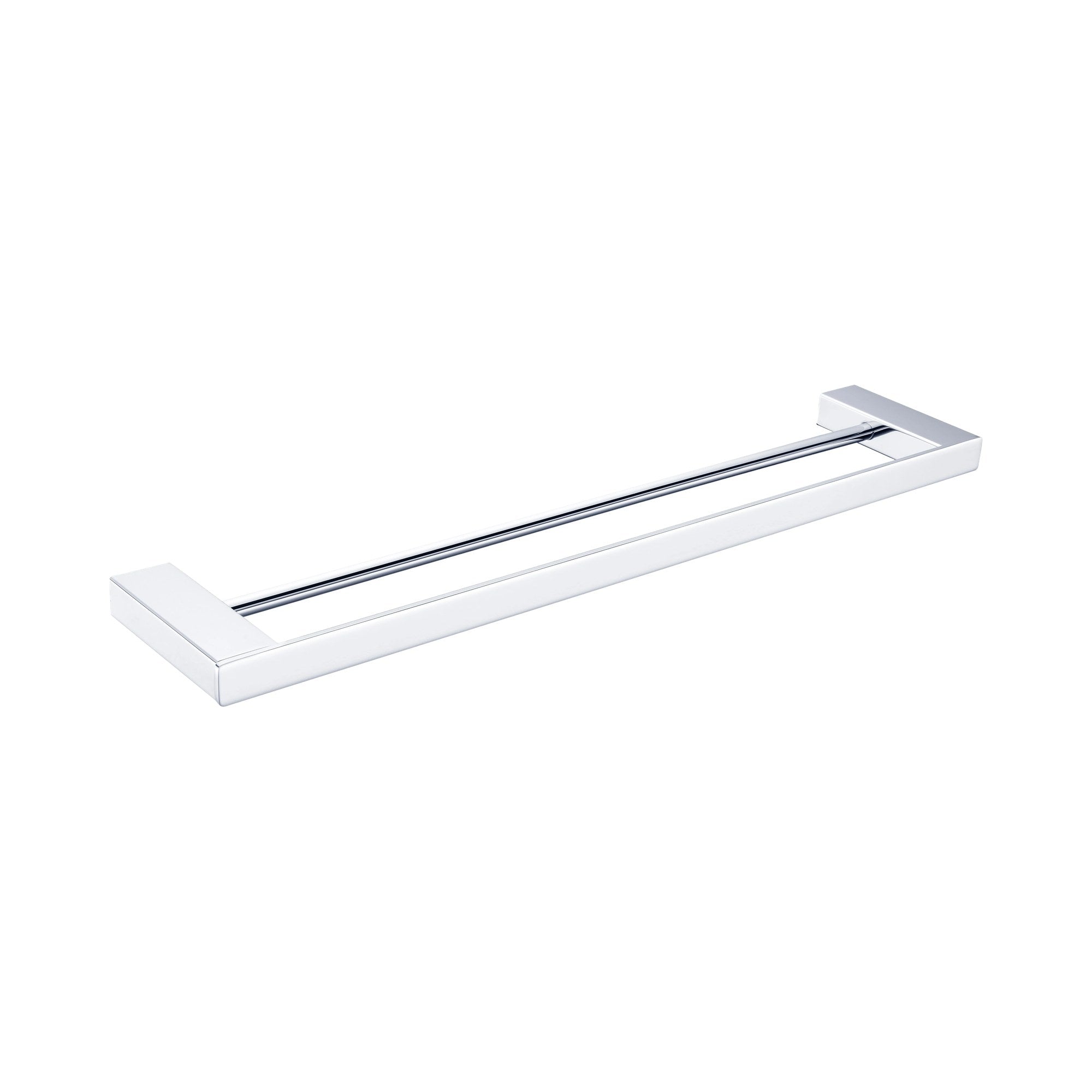 Nero Celia double towel rail in chrome, 600mm wall-mounted bathroom accessory with two bars