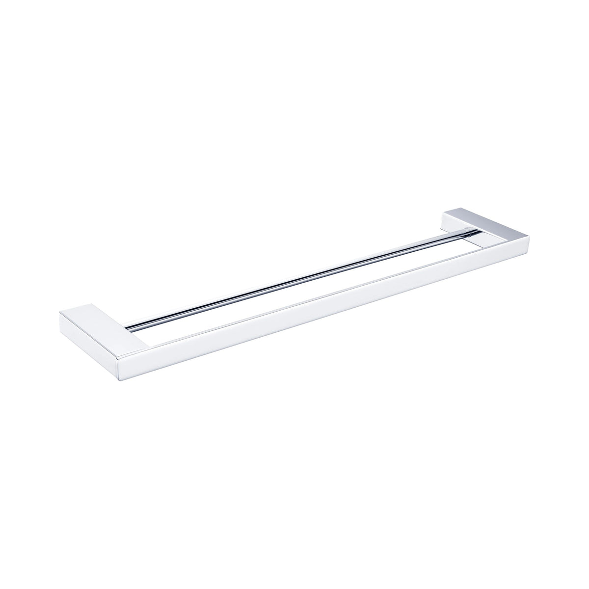 Nero Celia double towel rail in chrome, 600mm wall-mounted bathroom accessory with two bars