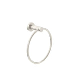 Nero Classic brushed nickel hand towel ring, wall-mounted bathroom accessory, round stainless steel ring on white background