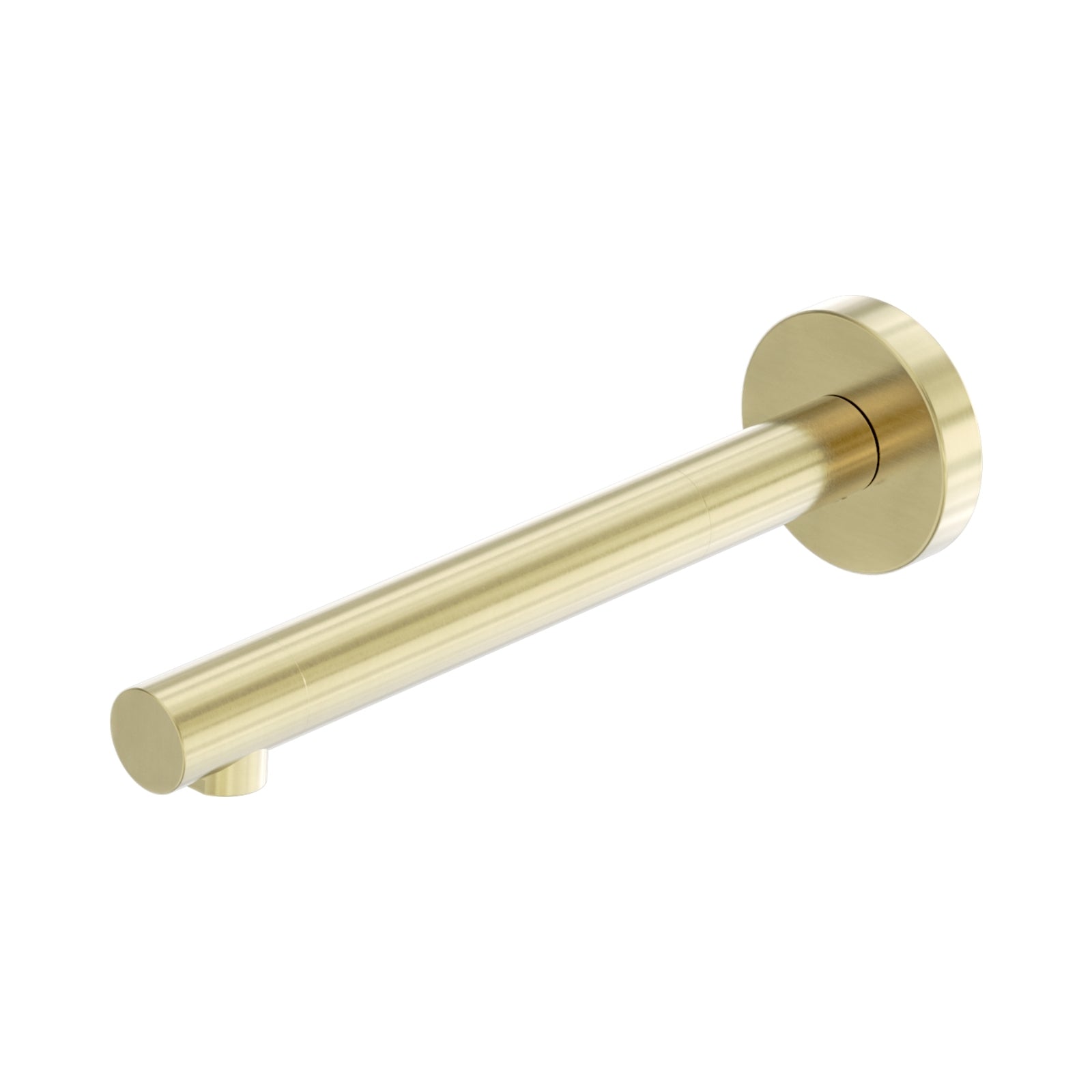 Nero Dolce II brushed gold basin/bath spout, wall-mounted cylindrical tap, angled view