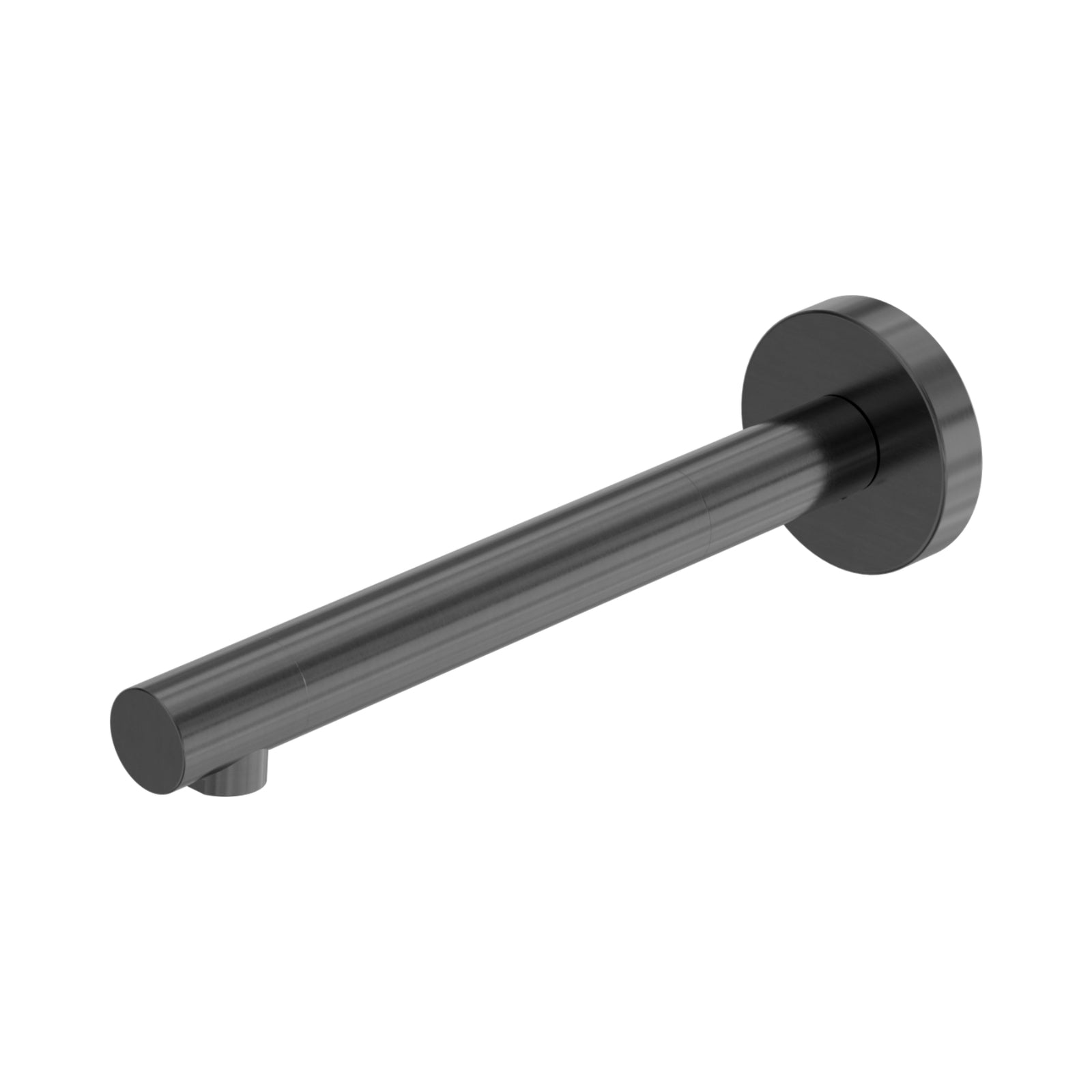 Nero Dolce II basin/bath spout in gun metal, wall-mounted round spout on white background
