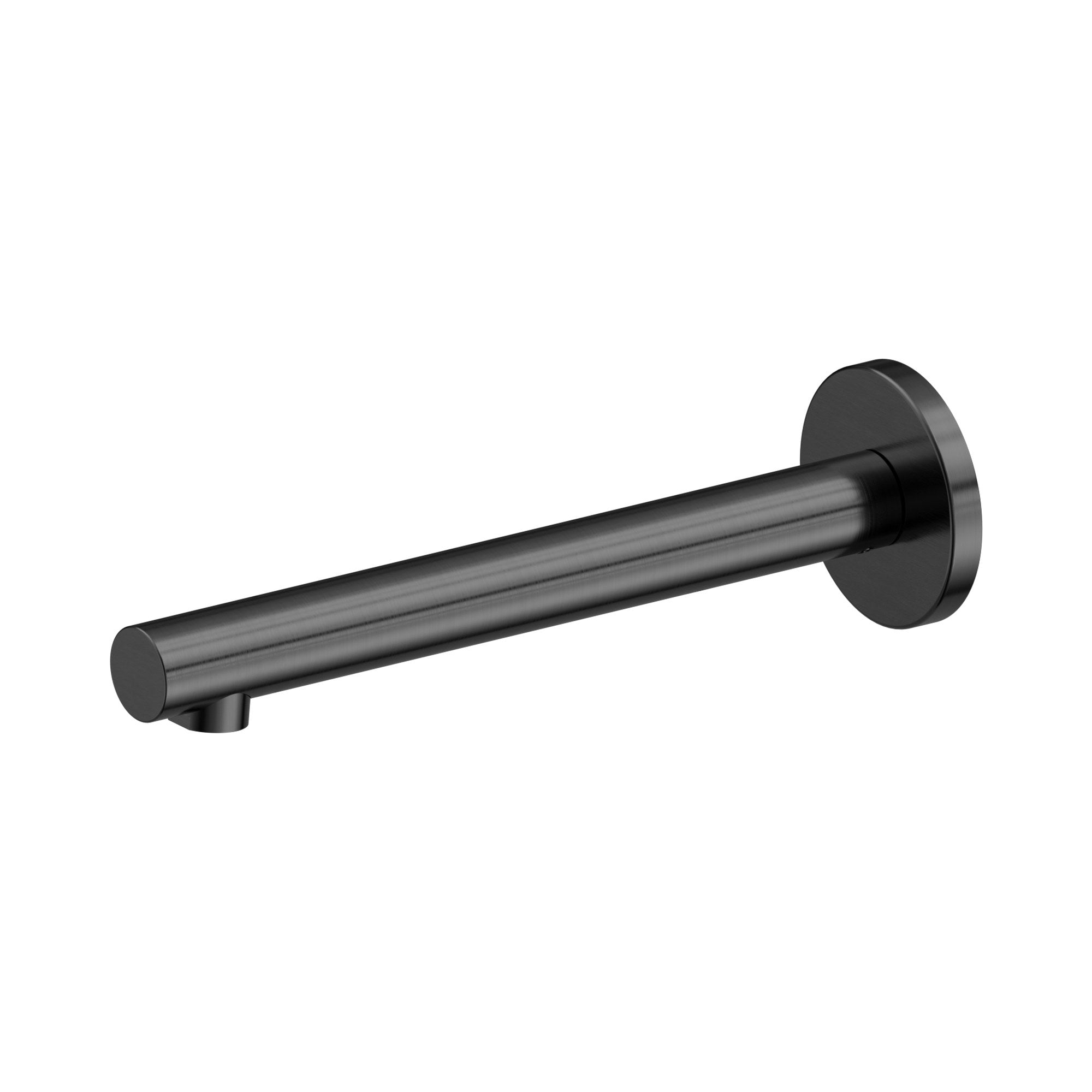Nero Dolce II wall-mounted basin/bath spout in gun metal, shown in a sleek round wall plate finish