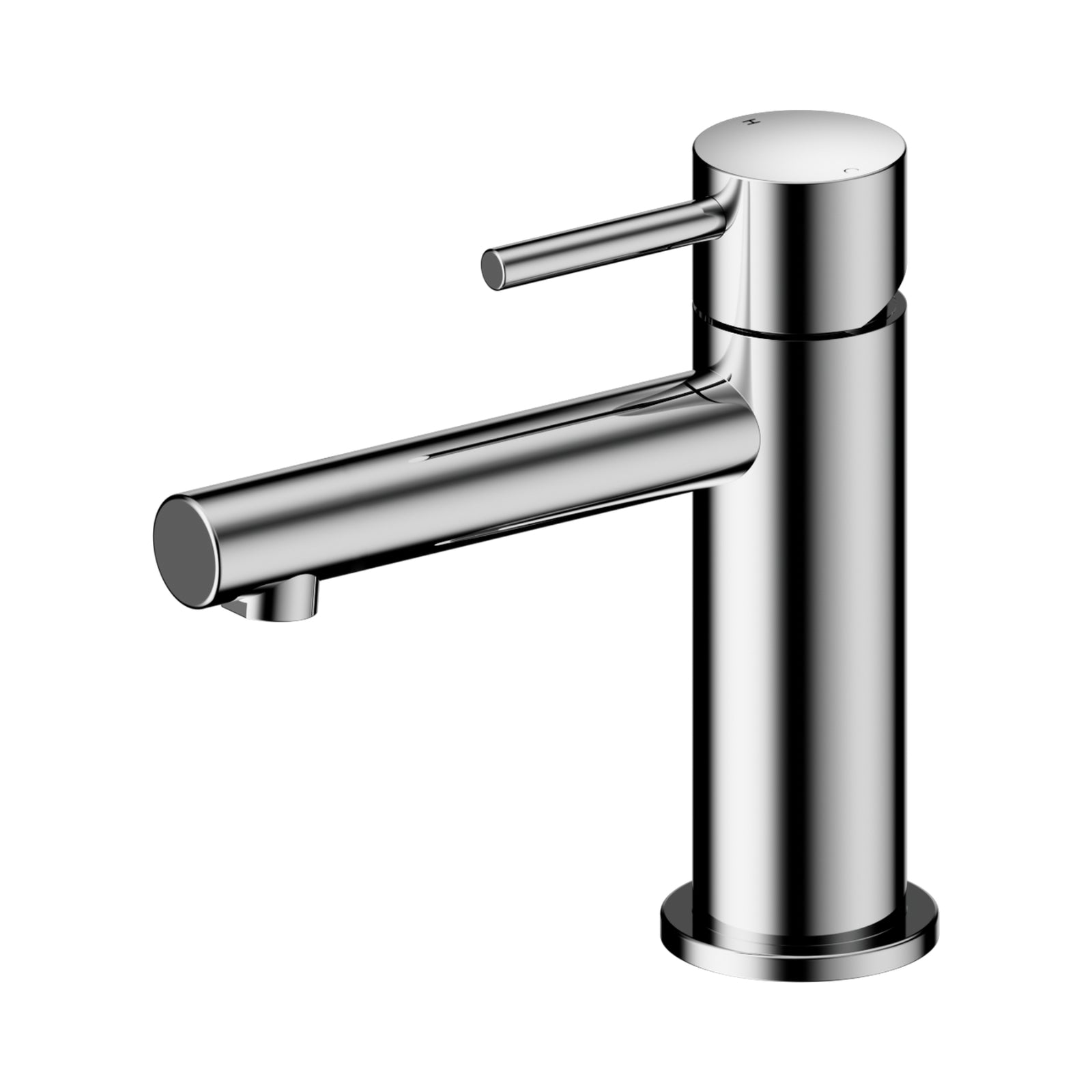 Nero Dolce II chrome basin mixer with straight spout and cylindrical body, shown on white background
