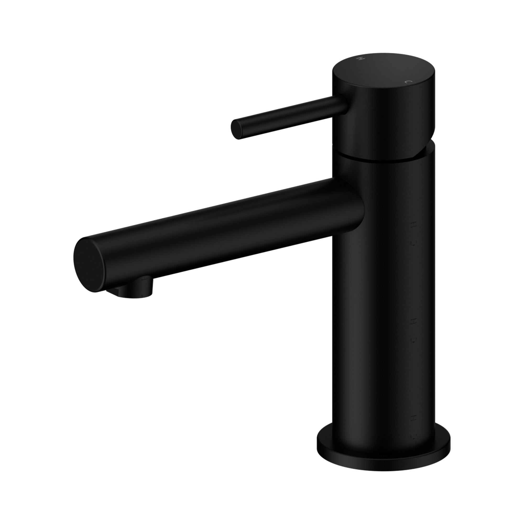 Nero Dolce II basin mixer in matte black, hob-mounted with straight spout and single lever handle shown on white background