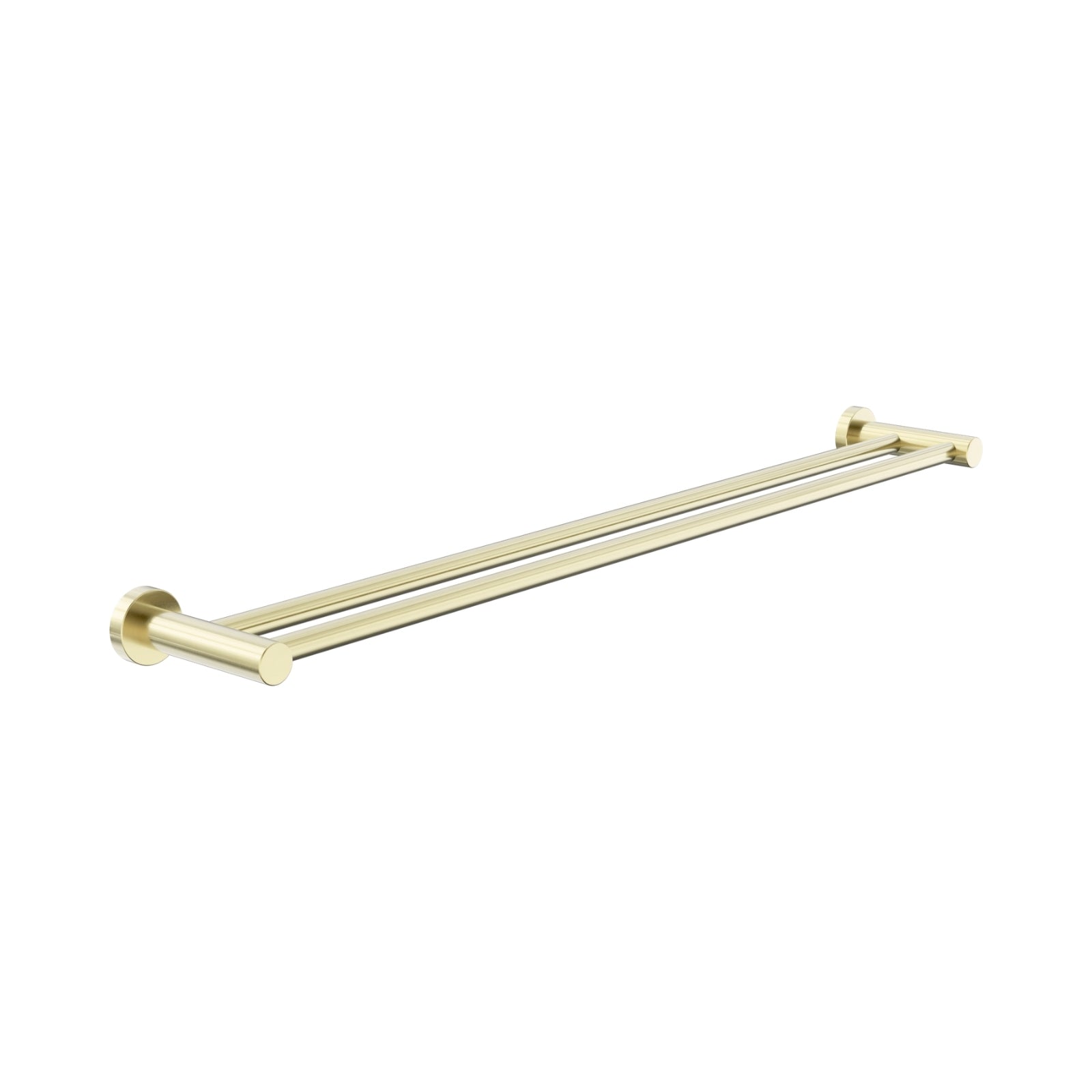 Nero Dolce II double towel rail 800mm in brushed gold, wall-mounted with twin round fixings