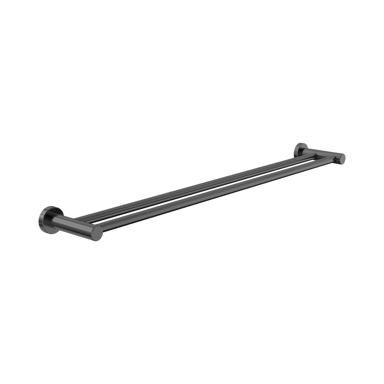 Nero Dolce II double towel rail 800mm in gunmetal, shown in a clean studio view on white background