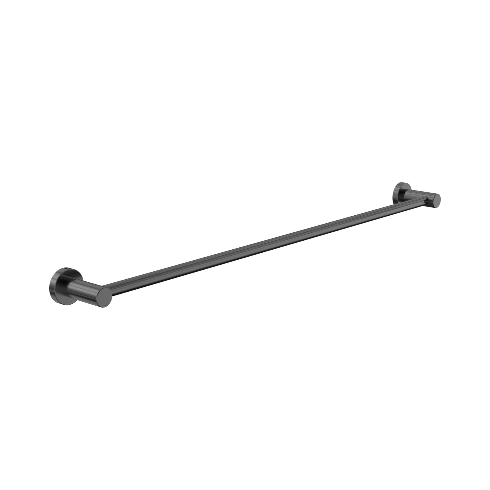 Nero Dolce II single towel rail 800mm in gun metal, wall-mounted bathroom accessory with round ends