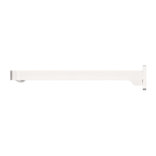 Nero Ecco fixed bath spout in brushed nickel, wall-mounted side view with slim rectangular plate