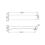 Nero Ecco fixed bath spout technical drawing in brushed nickel, showing side view with dimensions 238.5mm and 221.7mm.