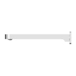 Nero Ecco fixed bath spout in chrome, side view, with a slim modern rectangular profile and wall plate