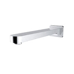 Nero Ecco fixed bath spout in chrome, wall-mounted with sleek rectangular profile and square backplate